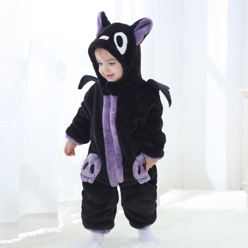 Cotton Baby Onesies Zipper - Czarny fioletowy kombinezon dla noworodka w