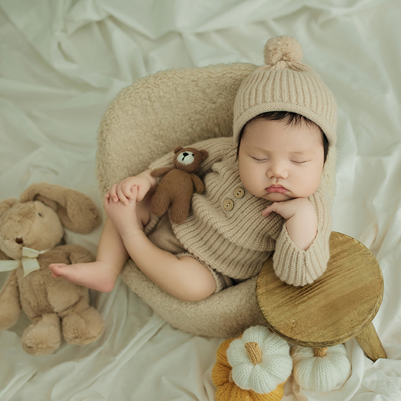 Infant Photography Props Outfit - Noworodek fotografia strój Khaki kombinezon z