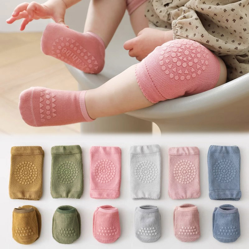Unisex Baby Socks Non Slip - 3 Zestawy skarpetek i nakolanników dla