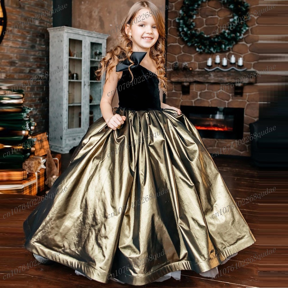 Toddler Girl Tulle Party Dress - Nowe czarne i złote sukienki dla