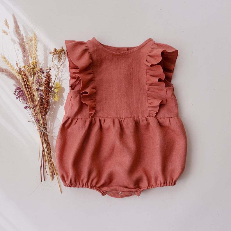 Lato noworodka dziewczynek Rom – Baby Summer Linen Sleeveless Jumpsuit recenzja i cena