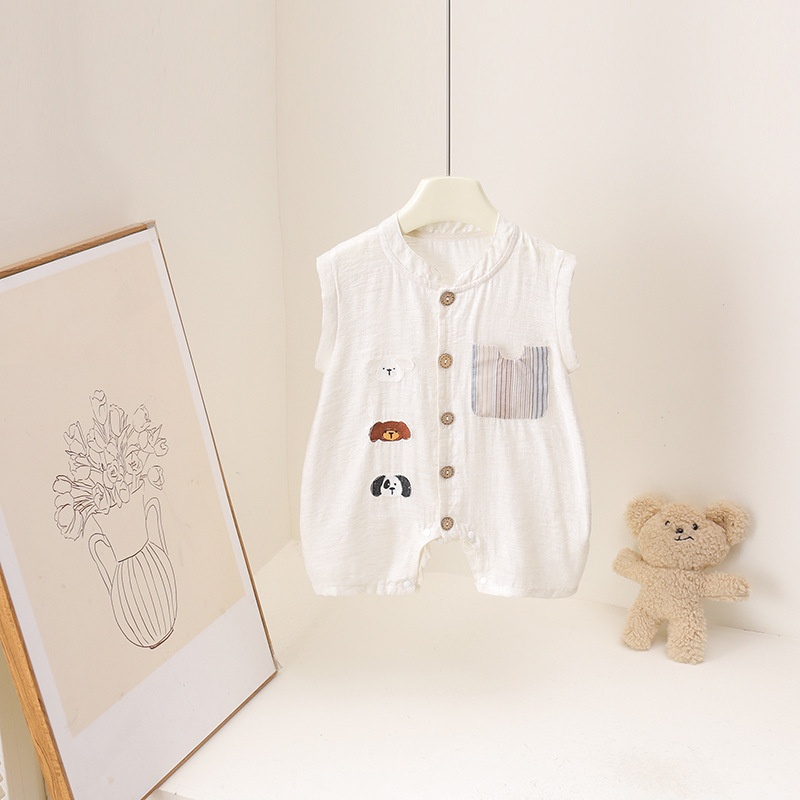 Letni kombinezon dla niemowląt – Baby Summer Linen Sleeveless Jumpsuit recenzja i cena